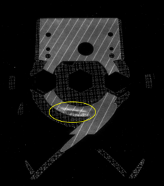 A thermal tomography frame showing a delamination signature.